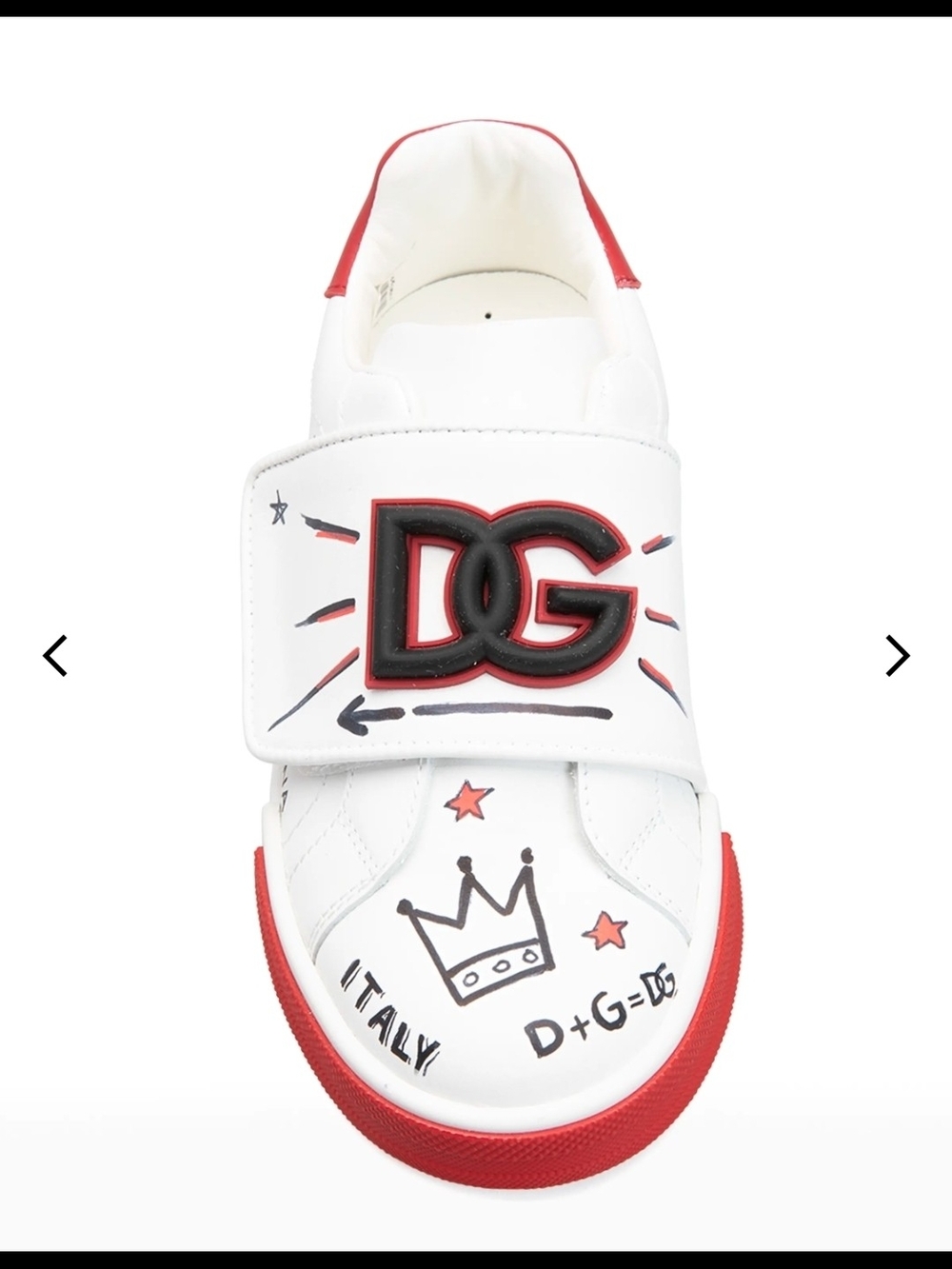 Dolce & Gabbana Kids White & Red DG Velcro Sneaker